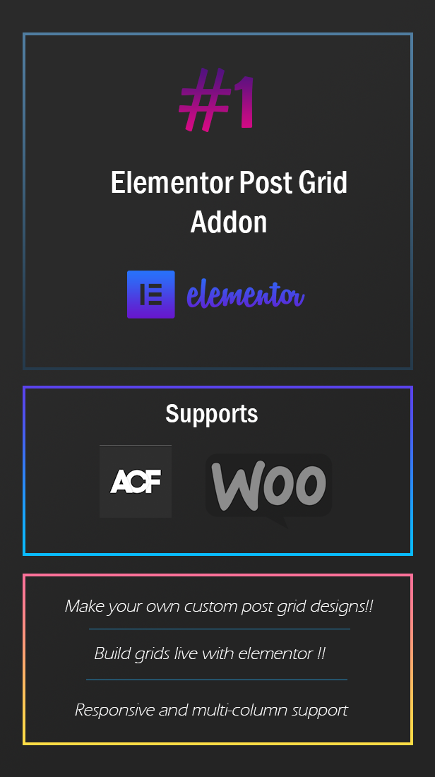 Elementor plugin to build advanced posts grids. Useful for generating post grid from your blog posts and custom posts. Supports ACF and WooCommerce WordPress - Elementor Post Grid Builder - Frontend Sort and Filter