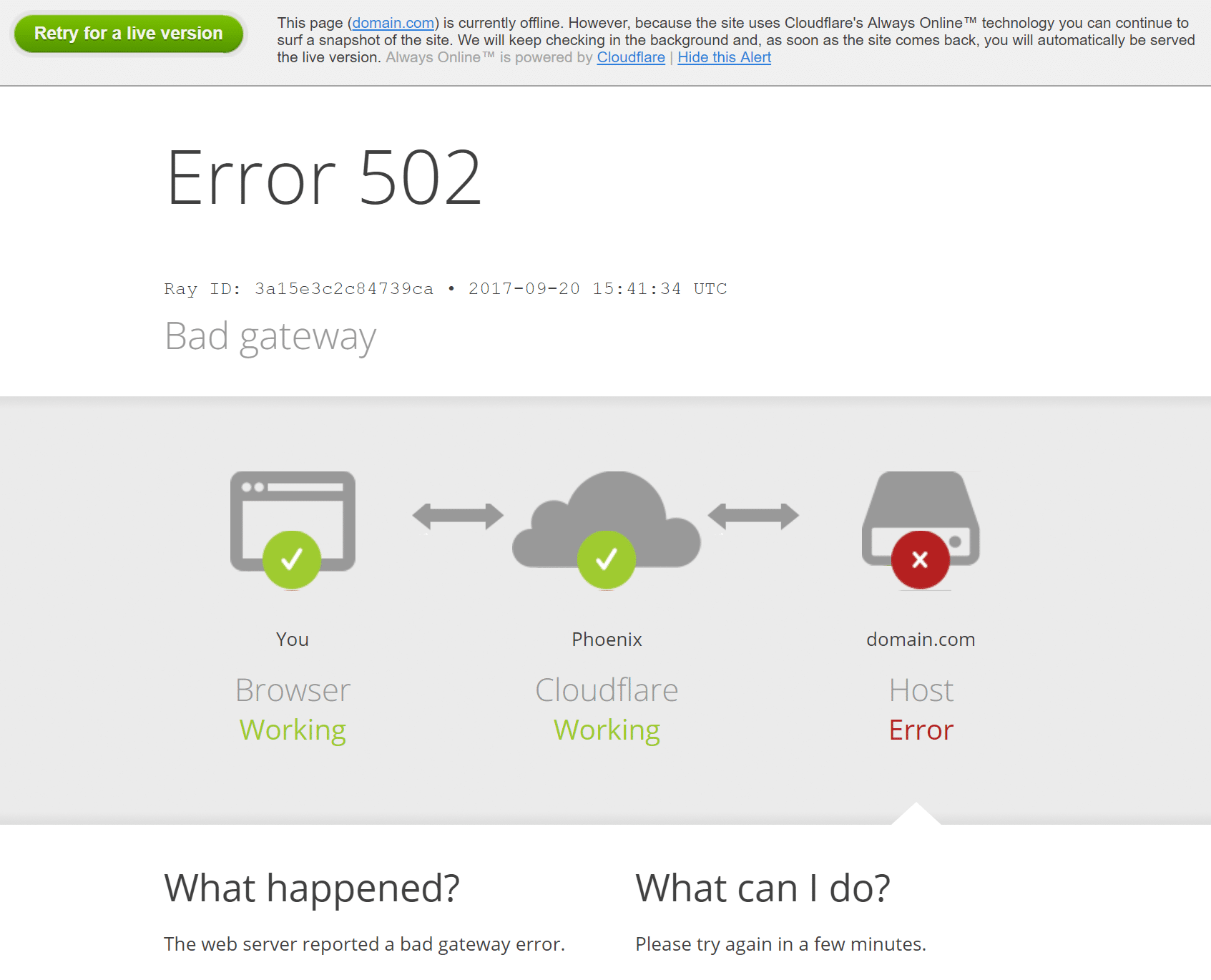 Cloudflare Fix Bad Gateway 502 Error wordpress website